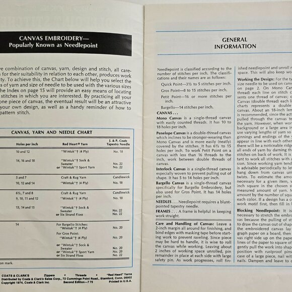 1974 Coats And Clark Book Number 2268 Needlepoint Stitches - Picture 2 of 6
